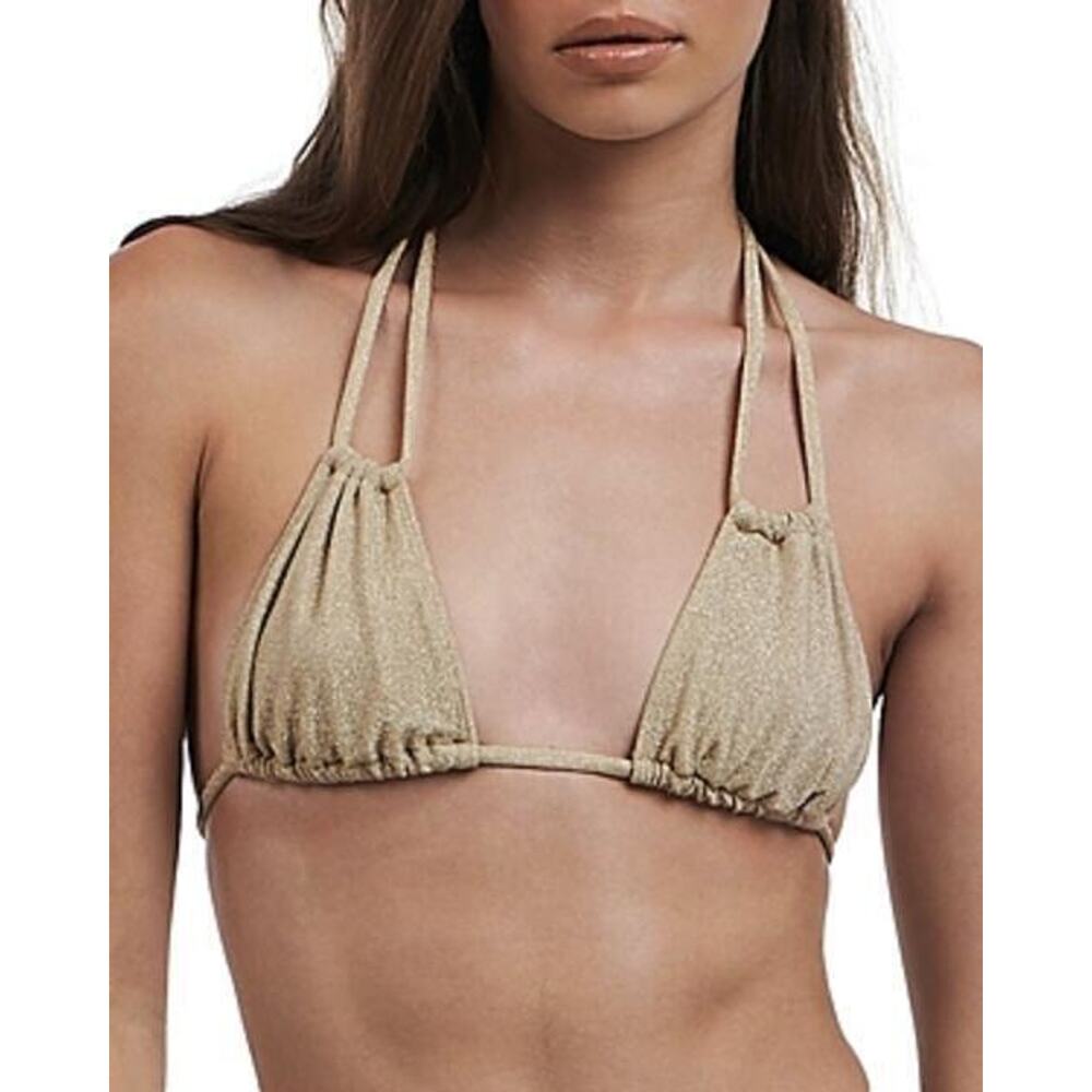 Charlie Holiday Siera Triangle Bikini Top Gold Size S 0130